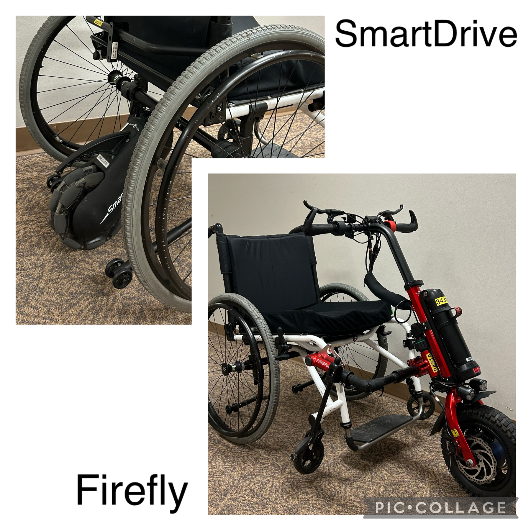 Thumbnail of SmartDrive MX2+ OR Rio Firefly attachment and wheelchair.
