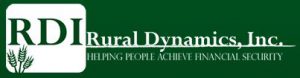 Rural Dynamics logo, white lettering on green background.