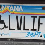 Sherene's license plate. Wheelchair symbol followed by LVLIFE. Interpret as Love Life or Live Life. Either way works!